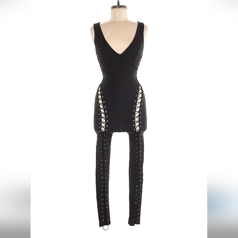Hot & Delicious Black Lace-Up Jumpsuit - size M